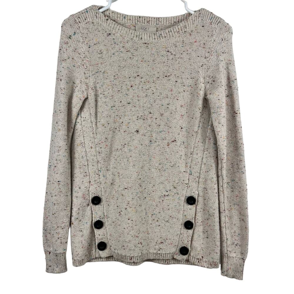 Neutral Tunic Loft Outlet XS Pullover Sweater Confetti Classic Preppy Winter